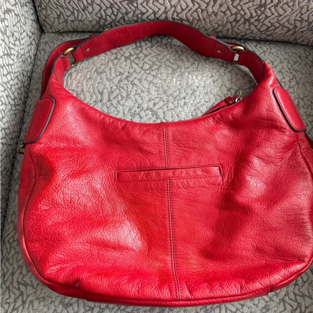 Lucky Brand Y2K Vintage Red Leather Slouchy Hobo Bag